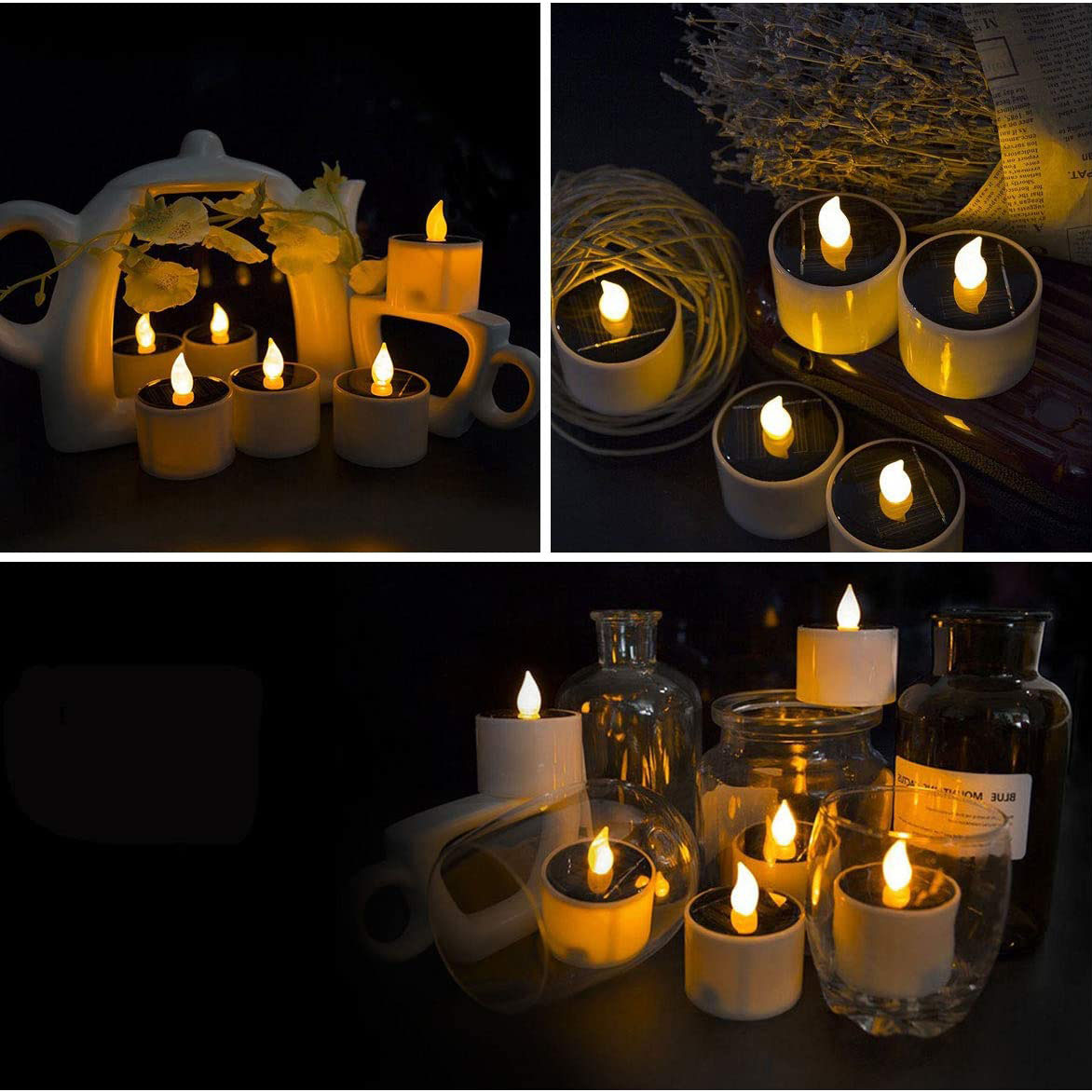 6PCS Waterproof Smokeless Solar Candle Lights