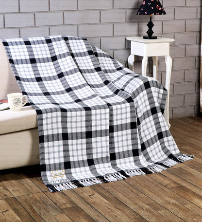 100% Cotton Woven Plaid Medium Weight Throw Blanket - 50x60''