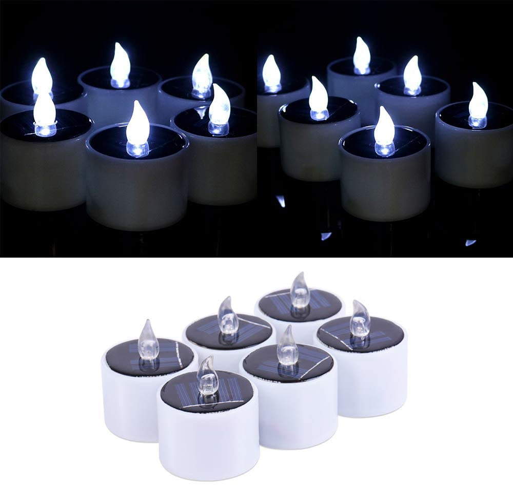 6PCS Waterproof Smokeless Solar Candle Lights