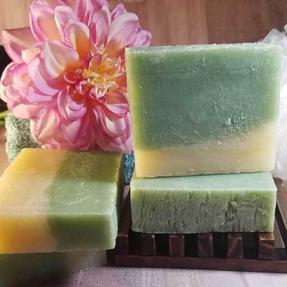 Natural vegan soap infused with refreshing cucumber and sweet melon extracts for gentle skincare