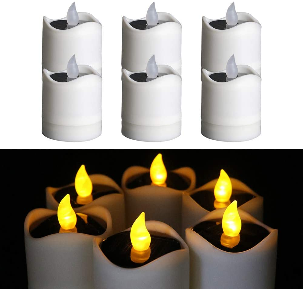 6PCS Waterproof Smokeless Solar Candle Lights