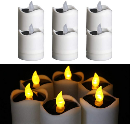 6PCS Waterproof Smokeless Solar Candle Lights