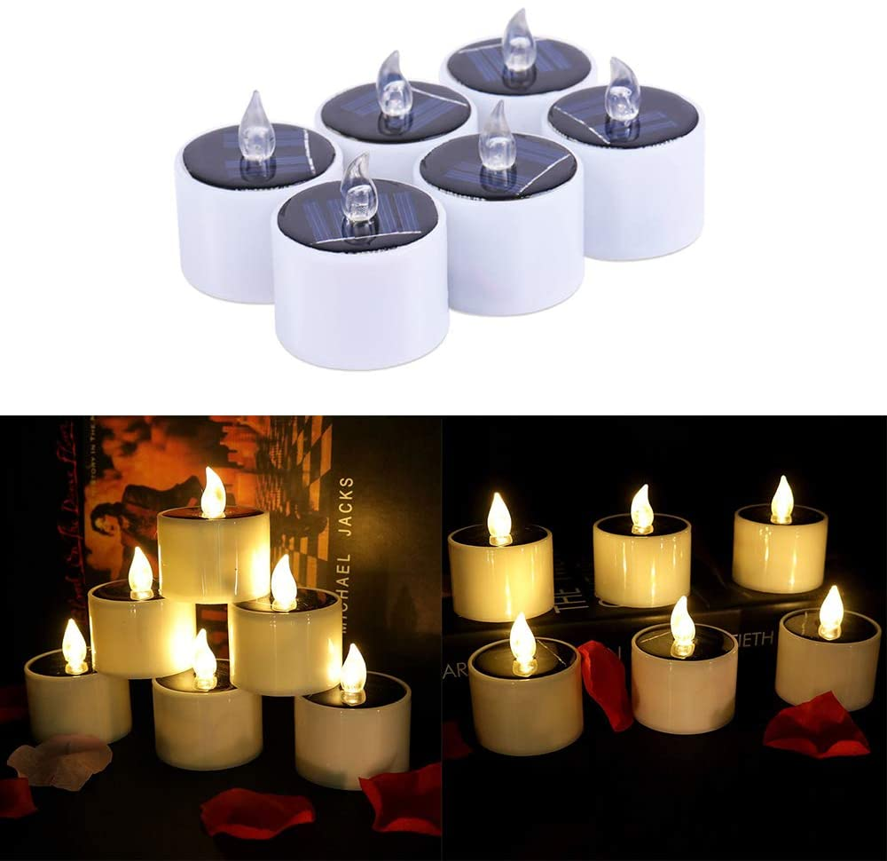 6PCS Waterproof Smokeless Solar Candle Lights