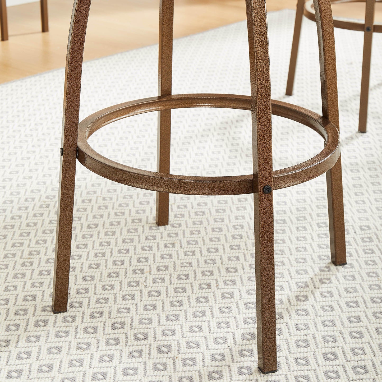 2 Piece Brown Fabric + Metal Bar Stools with Footrest