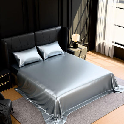 Satin Bed Sheets, Full Size Sheets Set, 4 Pcs Silky Bedding Set With 15 Inches Deep Pocket For Mattress Full, Grey