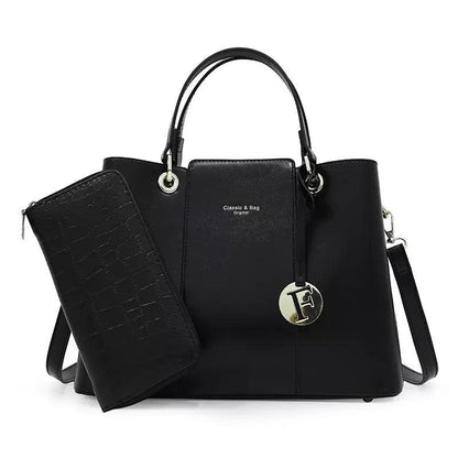 Elegant faux leather handbag with sophisticated design, perfect for formal occasions and stylish everyday use.