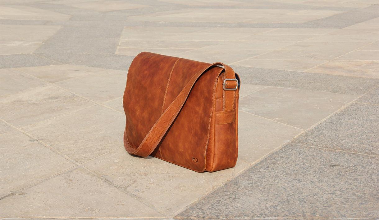 Vintage by MJ - Handmade Moroccan Leather Unisex Messenger Bag
