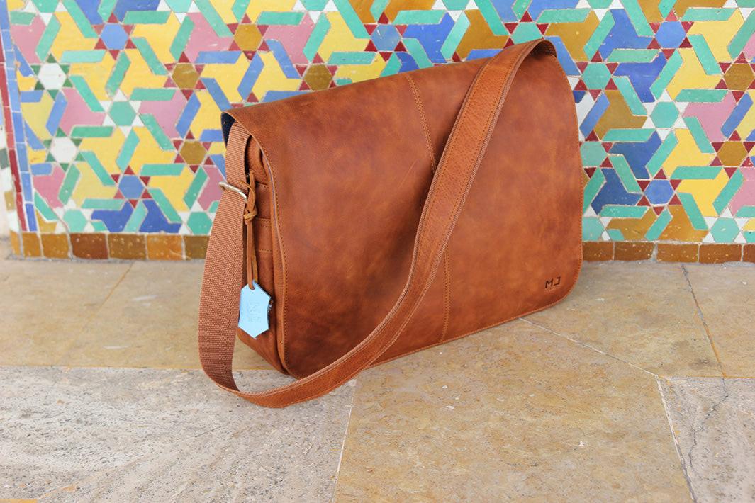 Vintage by MJ - Handmade Moroccan Leather Unisex Messenger Bag