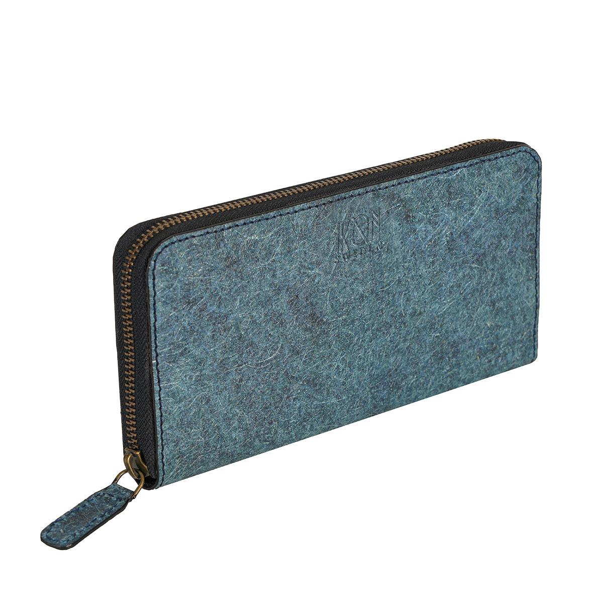 Kochi | Dark Indigo Coconut Leather Long Zip Wallet