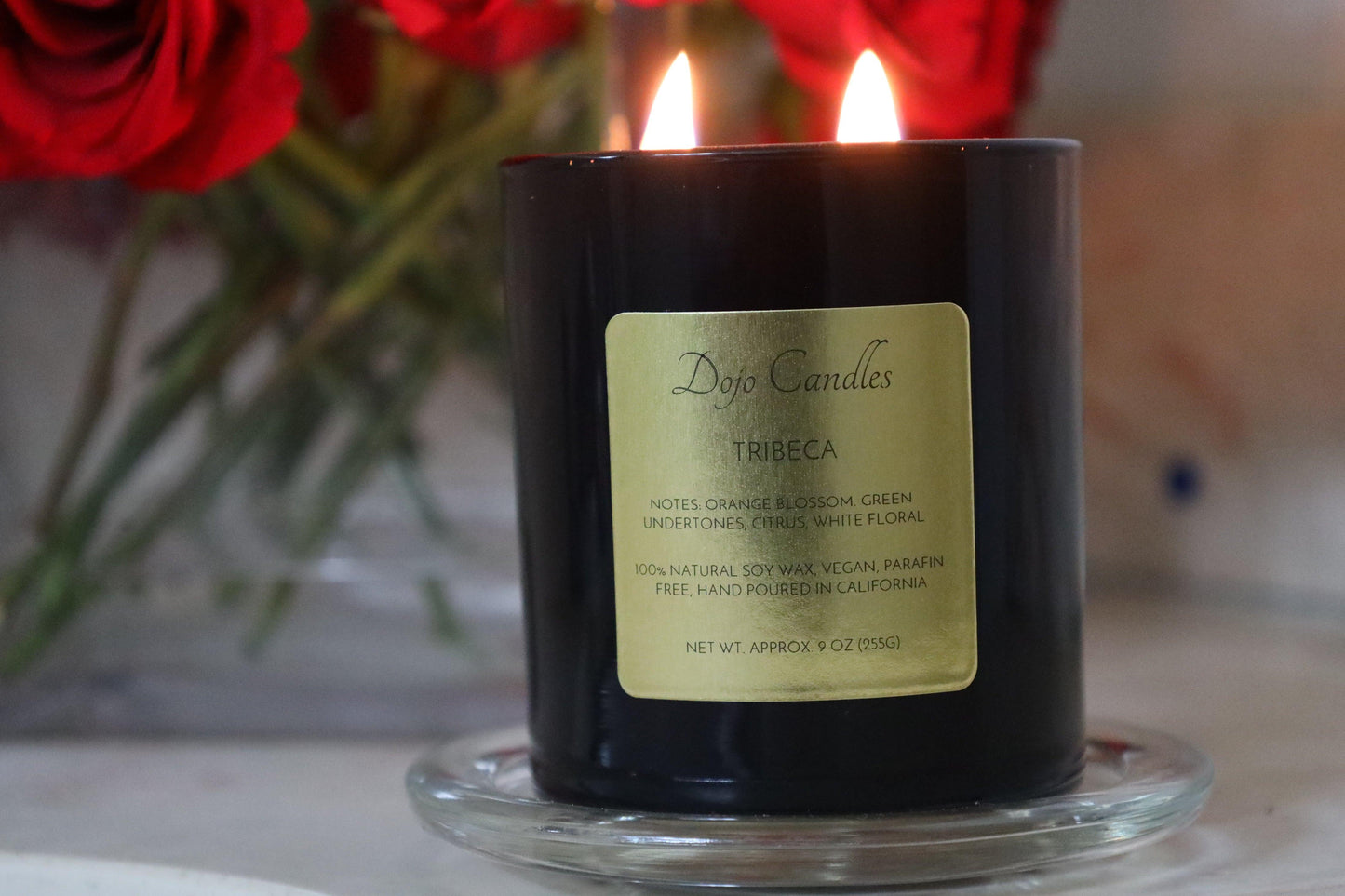 Luxury candle in Tribeca district exuding elegance and sophisticated ambiance for upscale living