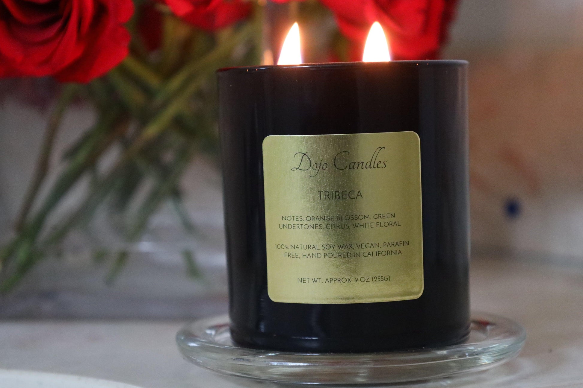 Luxury candle in Tribeca district exuding elegance and sophisticated ambiance for upscale living