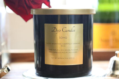 Soho Luxury Candle inspired by Baies Diptyque dupe, offering elegant fragrance and sophisticated home ambiance