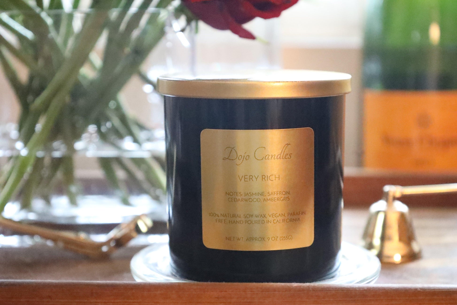 Elegant luxury candle displayed at Puck's Home Store, perfect for enhancing home ambiance and decor.