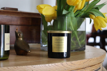 Elegant Gardenia Gardens luxury candle enhancing home ambiance with sophisticated fragrance and design.