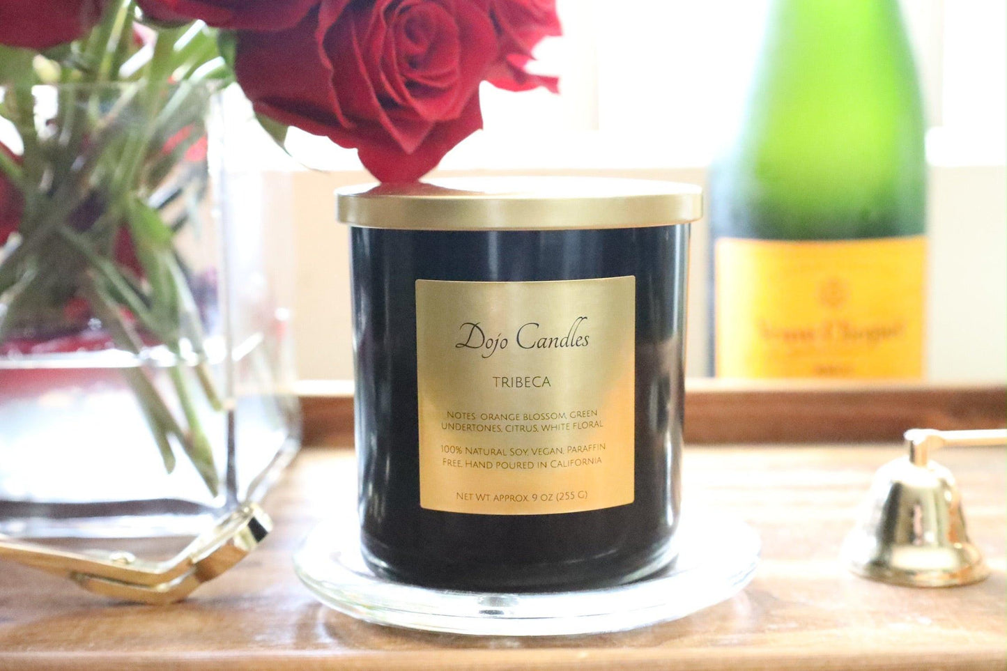 Luxury candle in Tribeca district exuding elegance and sophisticated ambiance for upscale living