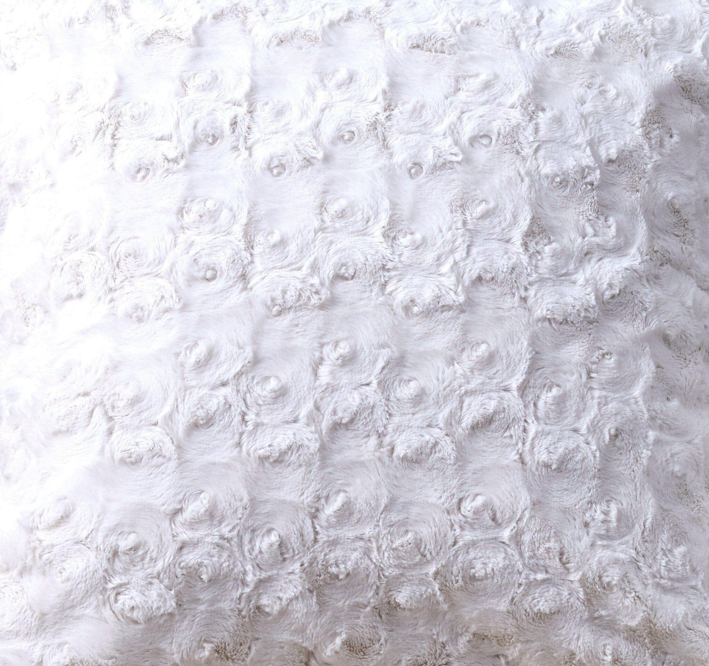DaDa Bedding Luxury White Roses + Swirls Faux Fur Euro Throw Pillow Cover