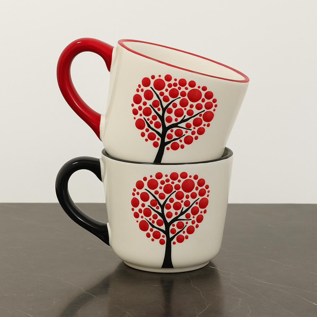 Handmade ceramic mugs showcasing unique craftsmanship, perfect for coffee lovers and artisanal kitchenware collectors.