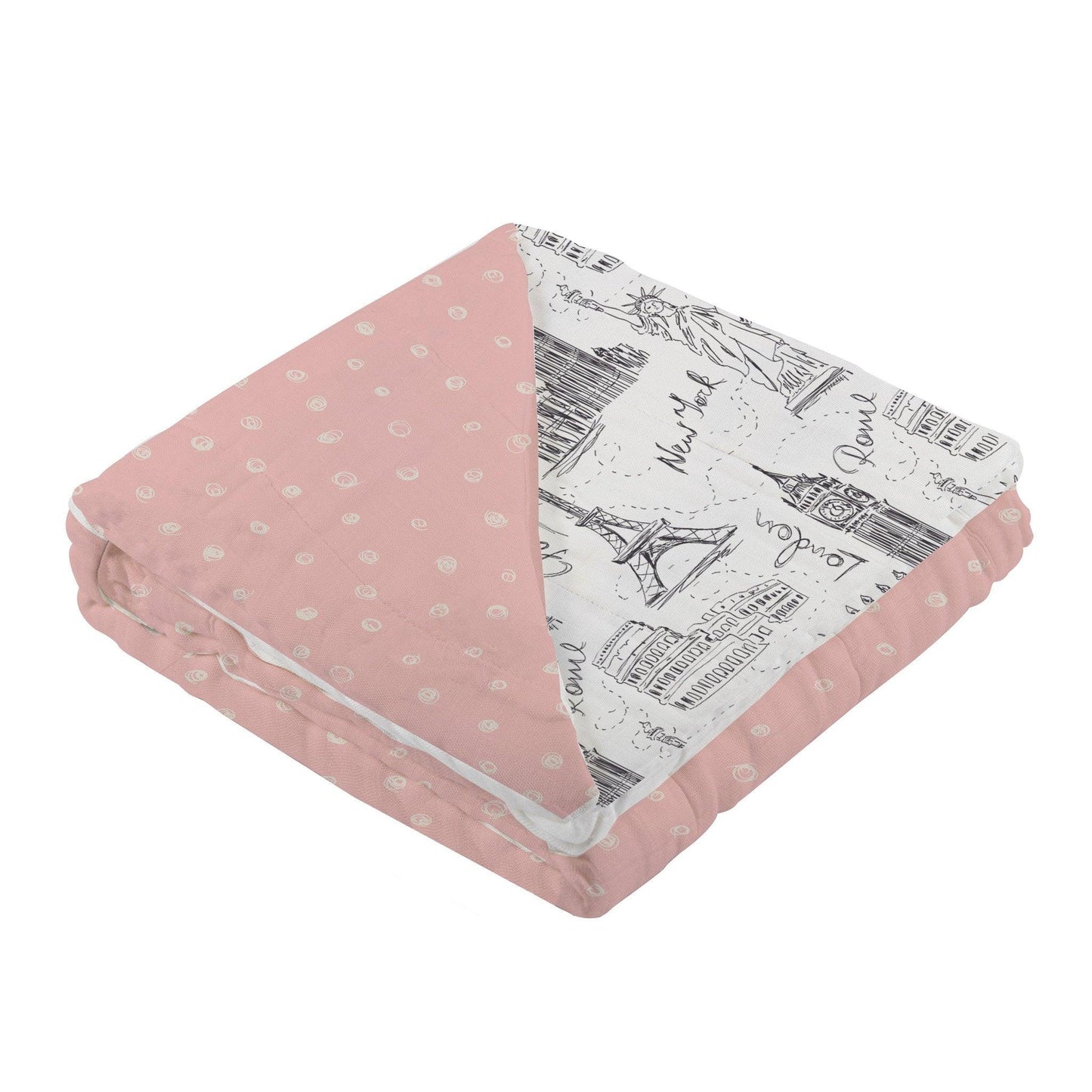 Pearl Polka Dot and London, Paris, New York Bamboo Muslin Newcastle Blanket