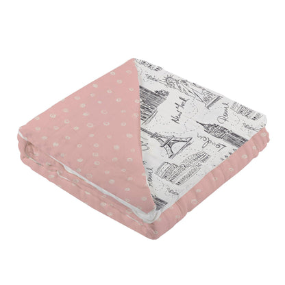 Pearl Polka Dot and London, Paris, New York Bamboo Muslin Newcastle Blanket