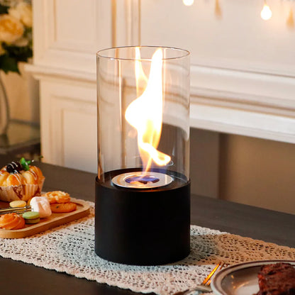 JHY DESIGN Portable Tabletop Firepit Cylindrical With Glass